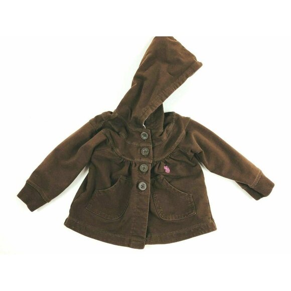 U S POLO ASSN Jacket Coat Windbreaker Hood Brown Pink Girls 24 mos Toddler - Picture 7 of 9